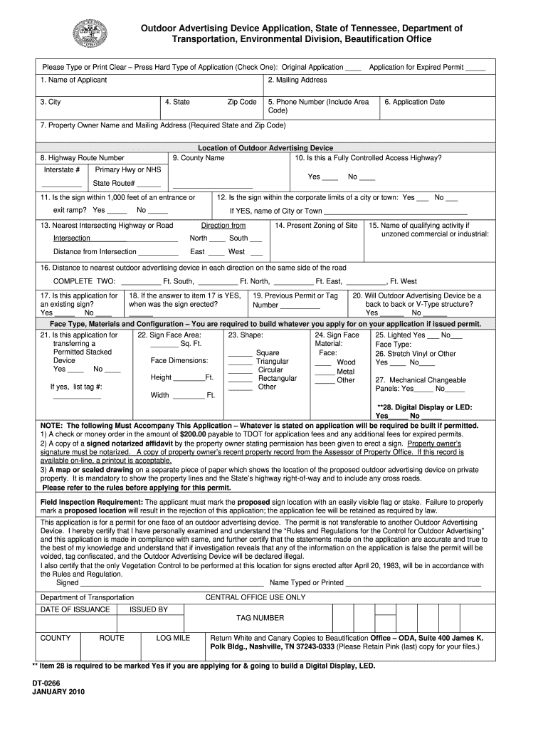  Types of Outdoor Advertising Signs Tn Dept of Transportation Form 2010-2024