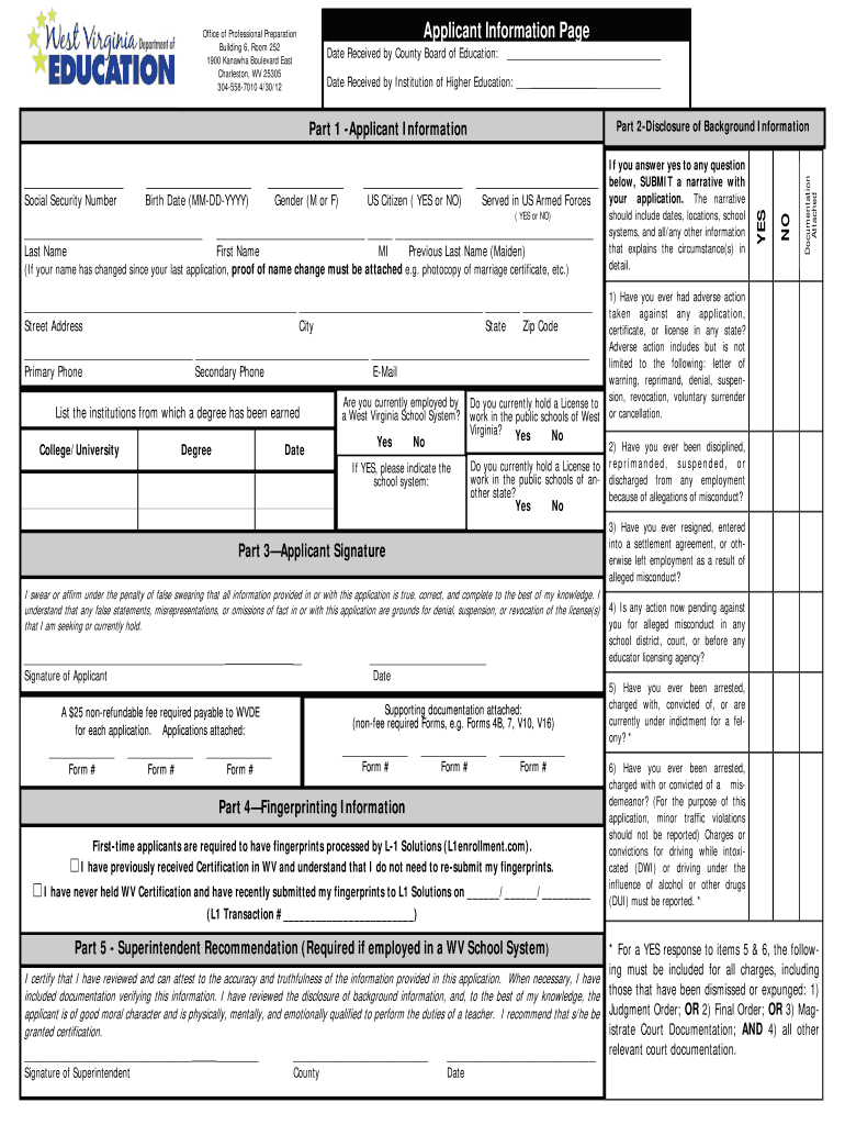 Form 4 West Virginia Dept of Education