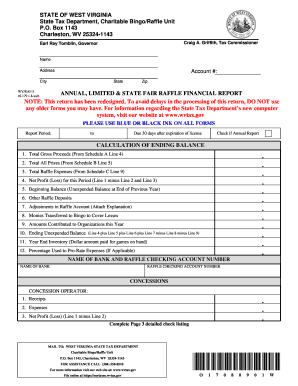 Form for Annual Limited State Fair Faffle Financial Report