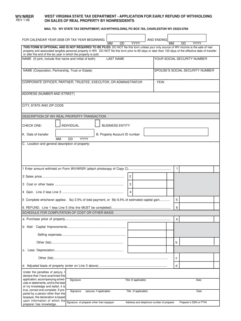  Form Wvnrer 2008