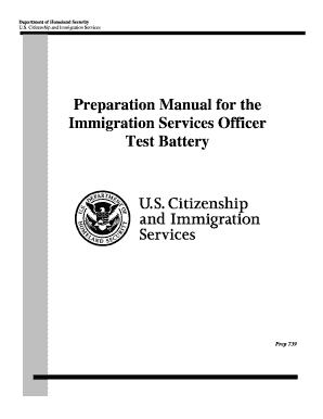 Preparation Manual for the Immigration Services Officer Test Battery Prep 739 Jan Uscis  Form