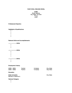 Functional Resume Form