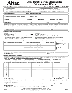  Aflac Benefit Services Request for Reimbursement Form 2010-2024