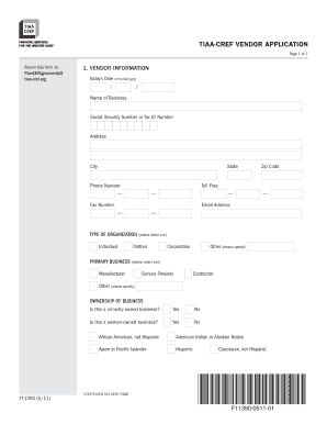  Vendor Registration with Tiaf Cref Form 2011-2023