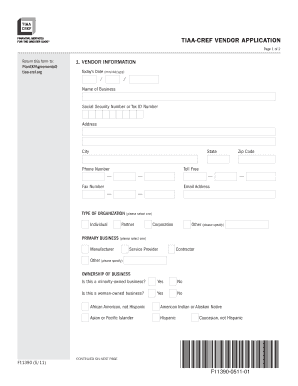  Vendor Registration with Tiaf Cref Form 2011-2024