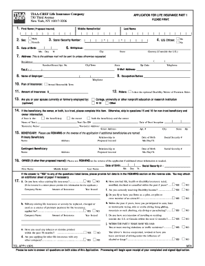 Life Insurance Application  Form