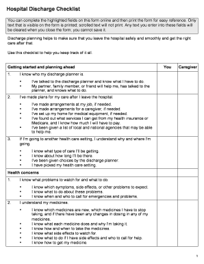 Discharge Checklist Template  Form