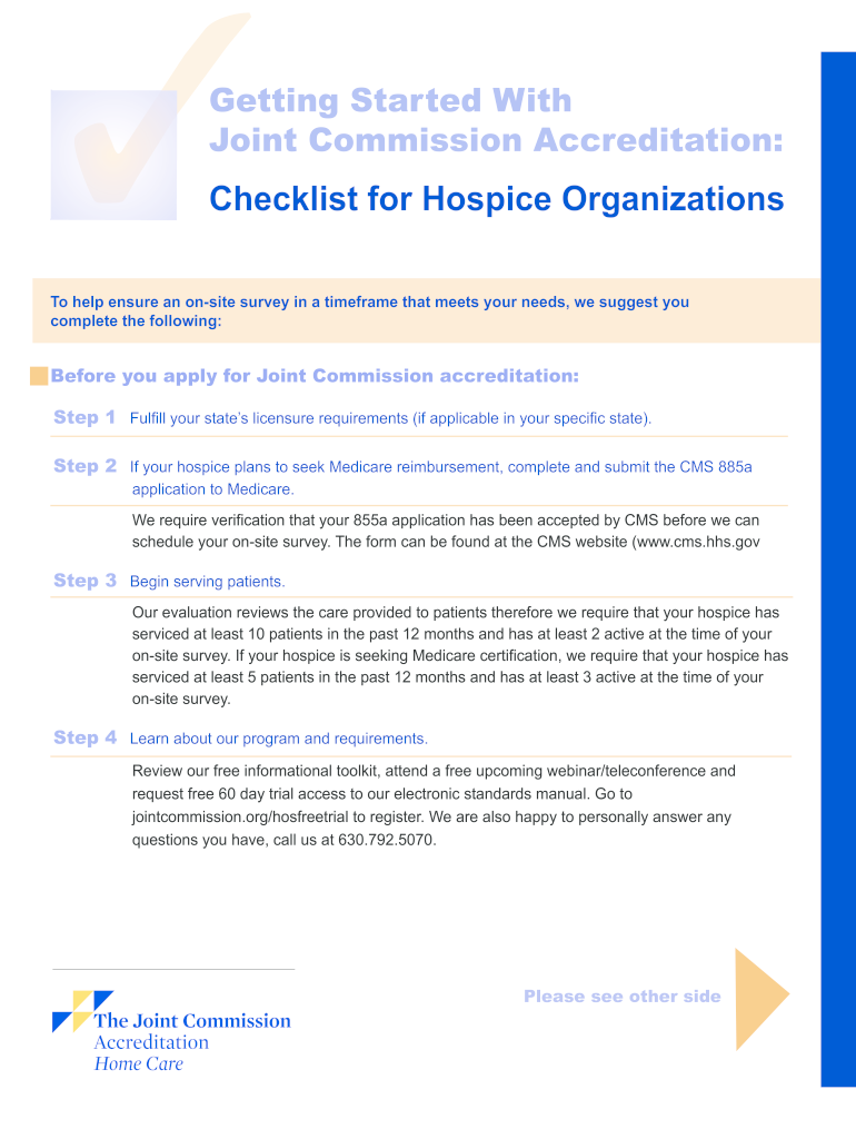 Joint Commission Hospice Survey Checklist  Form