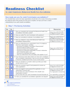 Joint Commission Survey Readiness Checklist  Form