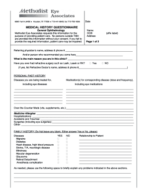 Patient History Questionnaire  Form