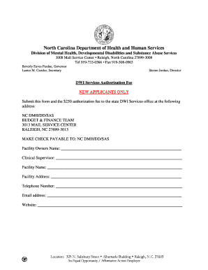 Nc Dwi Authorization Fee Form