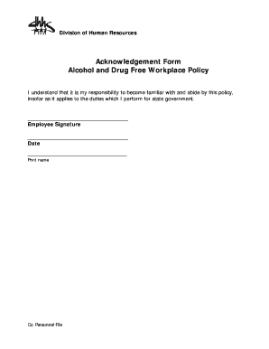 Policy Acknowledgement Form Word