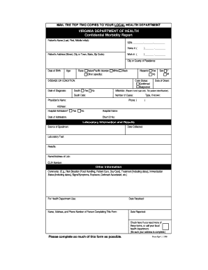 Va Health Department Confidentiality Morbidity Report Form