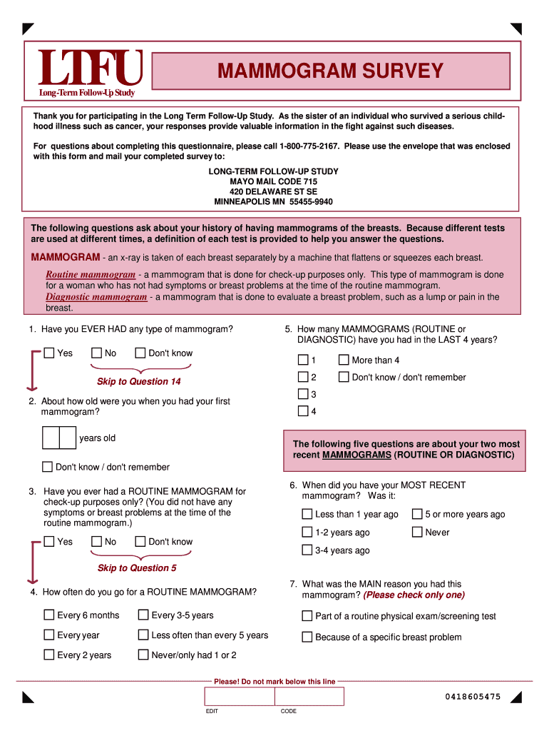 MAMMOGRAM SURVEY CCSS  Form