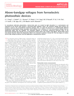 Above Bandgap Voltages from Ferroelectric Photovoltaic Devices  Form