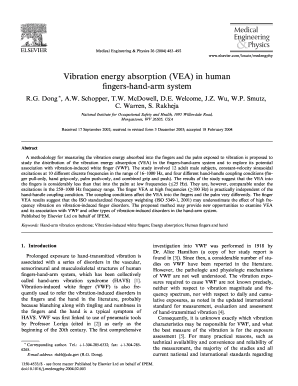 Vibration Energy Absorption VEA in Human Fingers Hand Arm System Cdc  Form