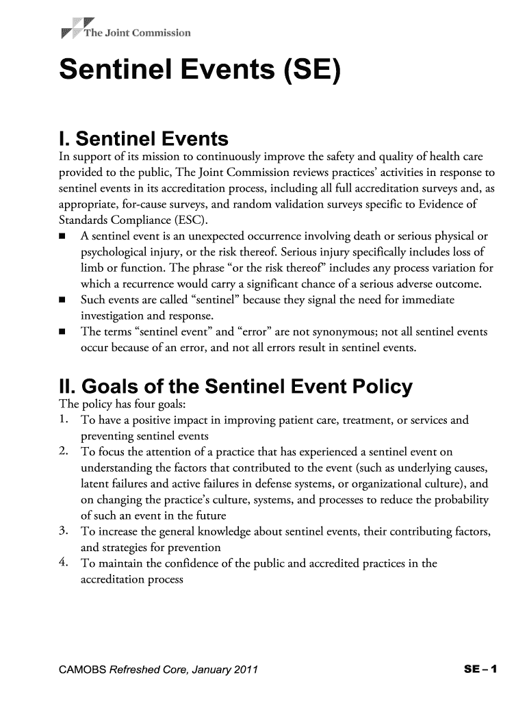 Sentinel Events Jointcommission  Form