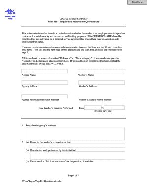 Employer Employee Relationship Project Questionnaire PDF  Form