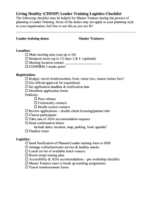 Logistics Checklist Template  Form