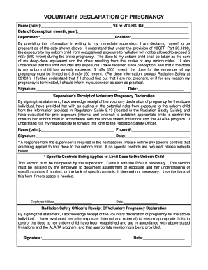 VOLUNTARY DECLARATION of PREGNANCY Vcu  Form