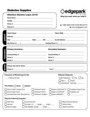 Edgepark Medical Supplies Order Form