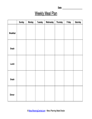 Blank Food Menu Template