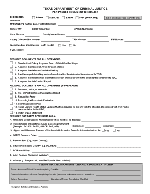 Pen Packet Texas  Form