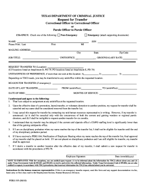 PERS 195 Texas Department of Criminal Justice Tdcj State Tx  Form