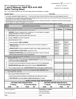 Bls Skills Check off Cheat Sheet  Form