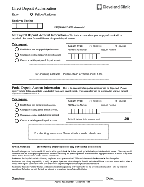 Cleveland Clinic Payroll  Form