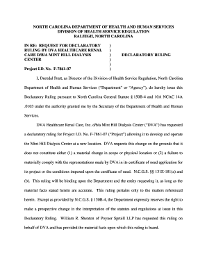 330 DVA Healthcare Renal Care D NC Department of Health Ncdhhs  Form