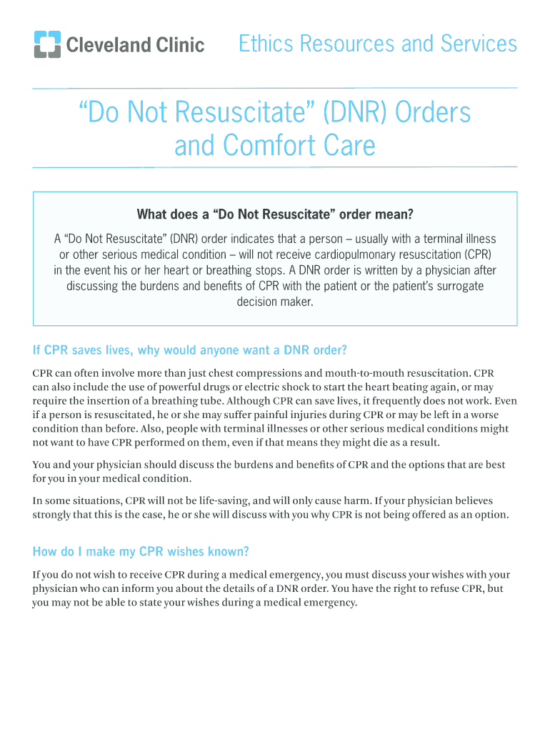 Ohio Do Not Resuscitate Form