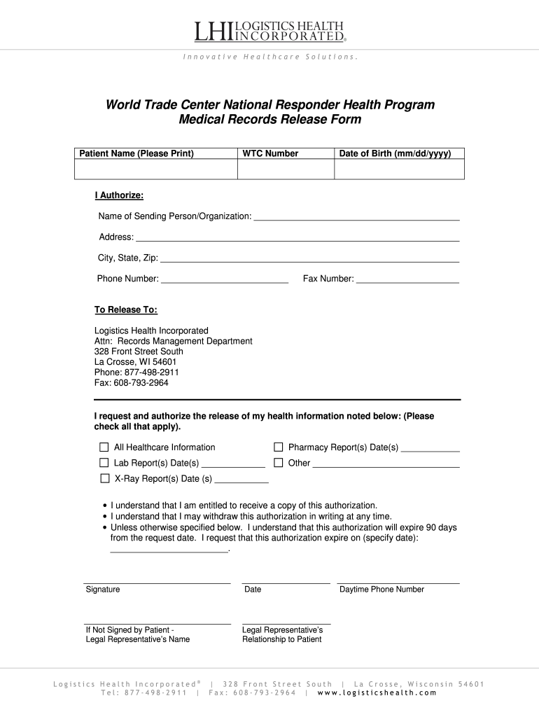 Medical Records Release Form Word DOC