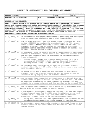 Report of Suitability for Overseas Assignment Form