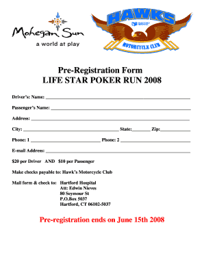 Poker Run Registration Form Template