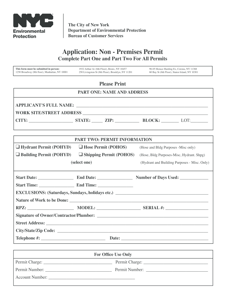 Application for Permit Nyc  Form