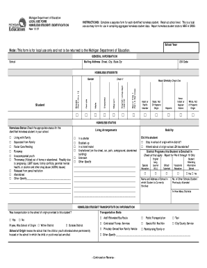 State of Michigan Homeless Identification Form