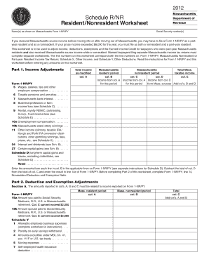 Schedule Rnr Massachusetts Form