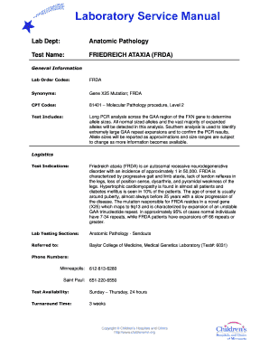 Lab Dept Test Name Childrensmn  Form