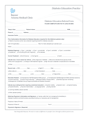 Banner Diabetes Education Referral Form