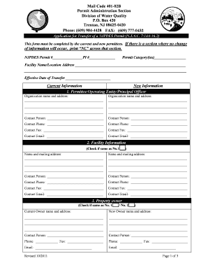 Application for Transfer of a Permit  Form