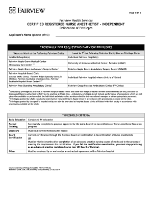 CRNA Northland, Lakes, Red Wing Fairview Health Services Fairview  Form