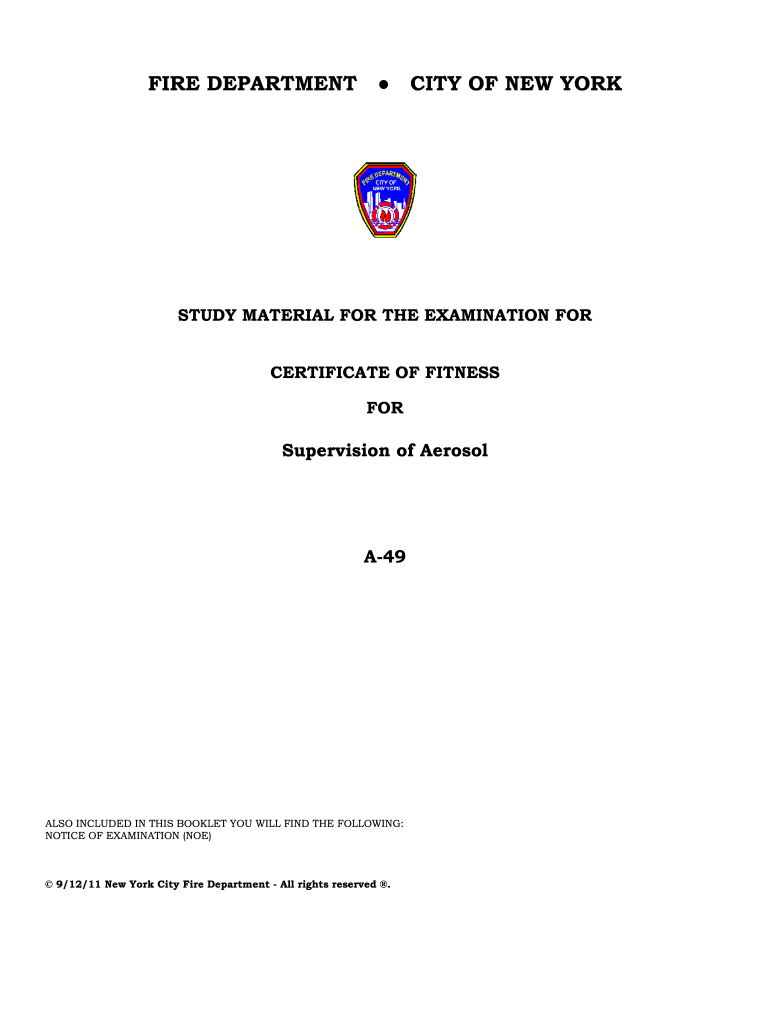 Get and Sign Certificate of Fitness A49 Practice Test  Form