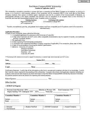 Ford Eeoc Scholarship University of Louisville Form
