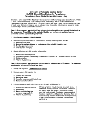 Parasitology Case Study Questions PDF  Form