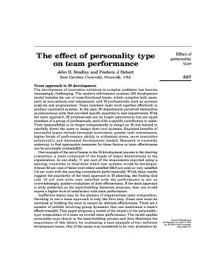 Effect of Personality Type on Team Performance