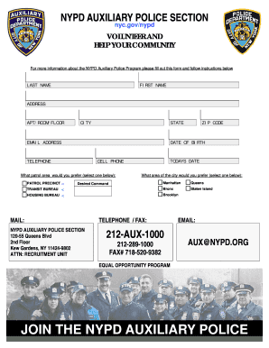 Nypd Auxiliary Application  Form