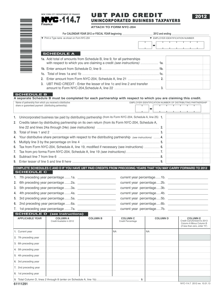  Nyc 1147  Form 2012