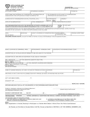 PD 637 041 APPLICATION for PARADE PERMITonline Pmd Nyc  Form