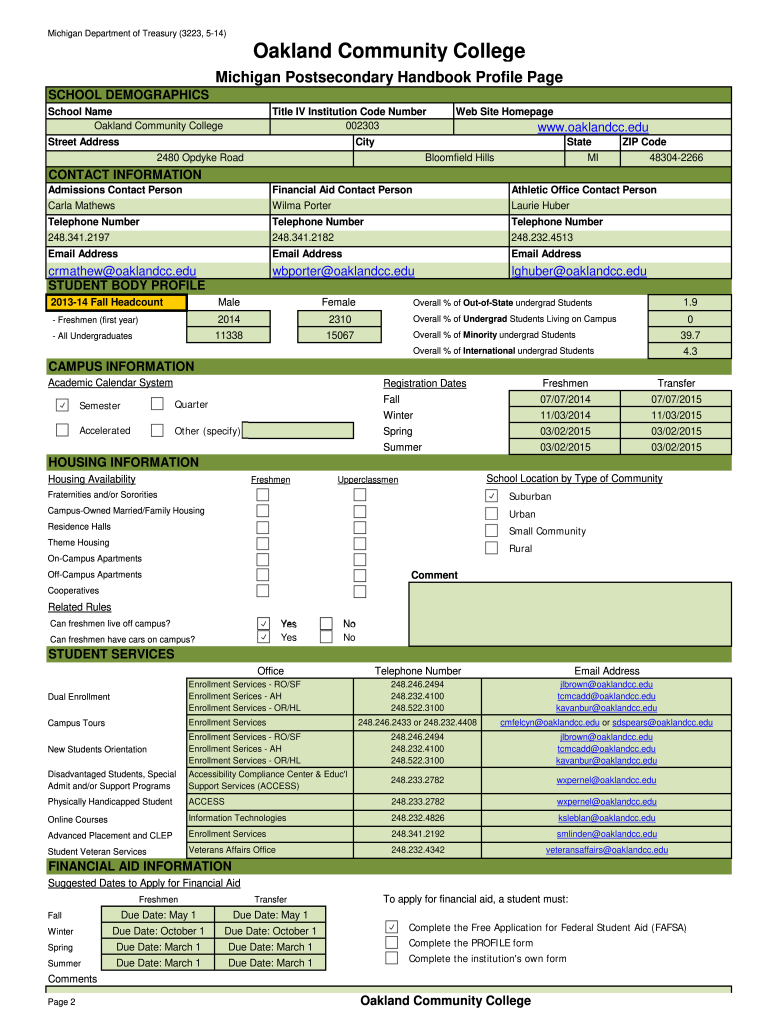 Oakland Community College 1098 Blank Form